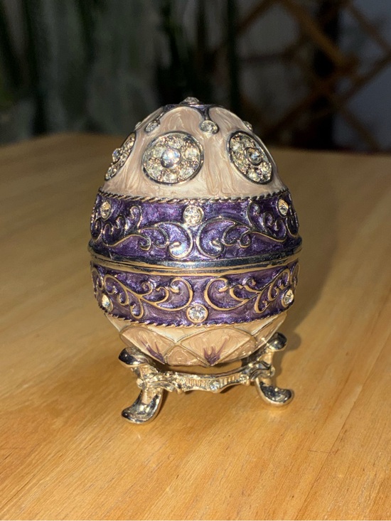 Other - Vintage-Style Purple & Gold Fabergé Egg Trinket Box with Stand